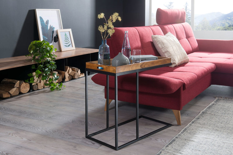 Beistelltisch WL5.667 Sheeshamholz Metallgestell Tabletttisch Naturholz
