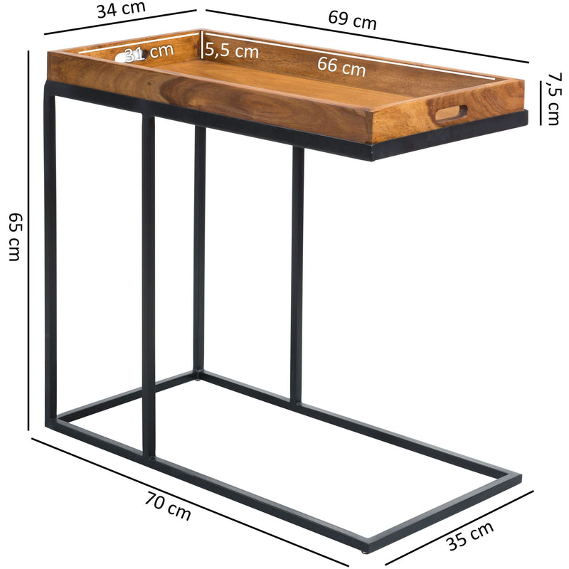 Beistelltisch WL5.667 Sheeshamholz Metallgestell Tabletttisch Naturholz