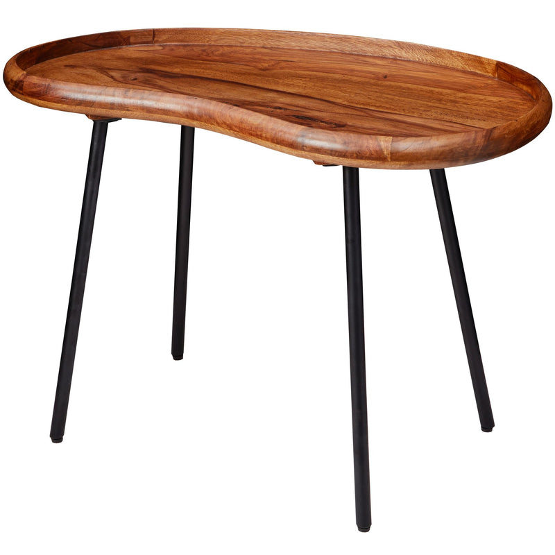Couchtisch WL5.669 Sheesham massiv Nierenform Metallbeine 71x51x40cm