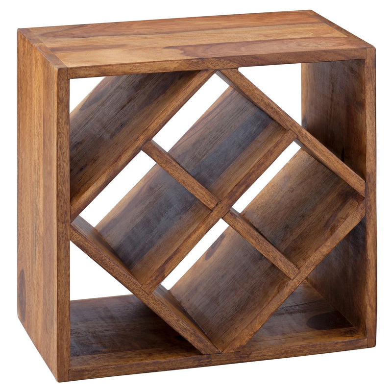 Weinregal WL5.673 Sheesham Massivholz 8 Flaschen 40x40x25cm Design