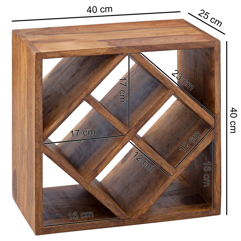 Weinregal WL5.673 Sheesham Massivholz 8 Flaschen 40x40x25cm Design
