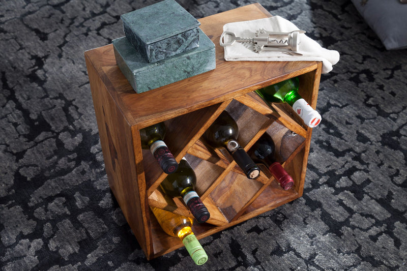 Weinregal WL5.673 Sheesham Massivholz 8 Flaschen 40x40x25cm Design