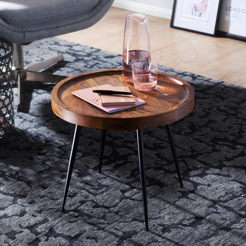 Beistelltisch 46x40x46cm Sheesham Holz Metall Industrial Style