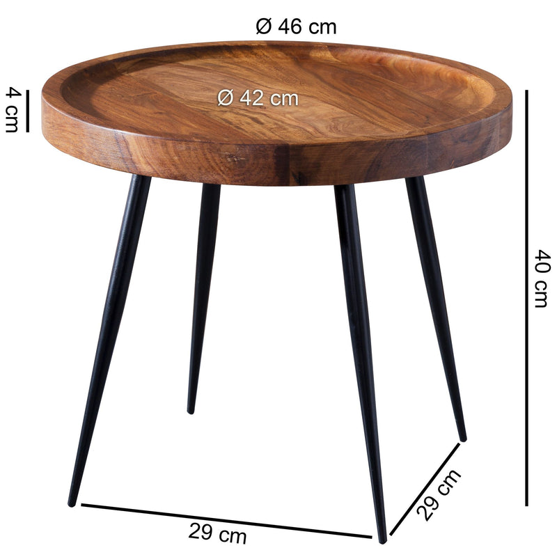 Beistelltisch 46x40x46cm Sheesham Holz Metall Industrial Style