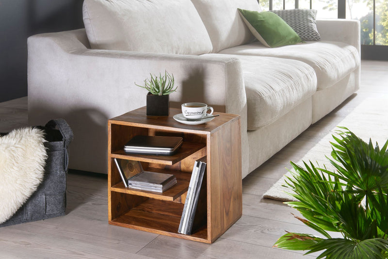 Beistelltisch Sheesham Massivholz 43x43x30cm Design Nachttisch Ablagen