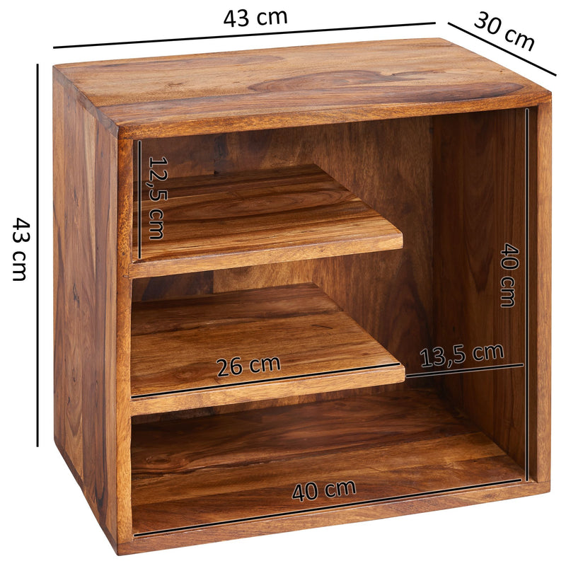 Beistelltisch Sheesham Massivholz 43x43x30cm Design Nachttisch Ablagen