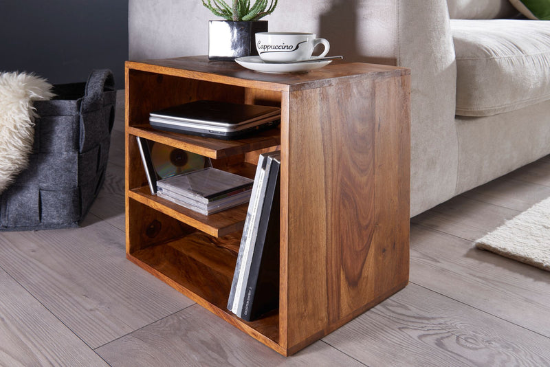 Beistelltisch Sheesham Massivholz 43x43x30cm Design Nachttisch Ablagen