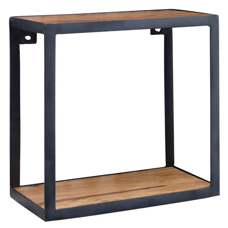 Wandregal PURI 35x35cm Sheesham Massivholz Metall Industrial