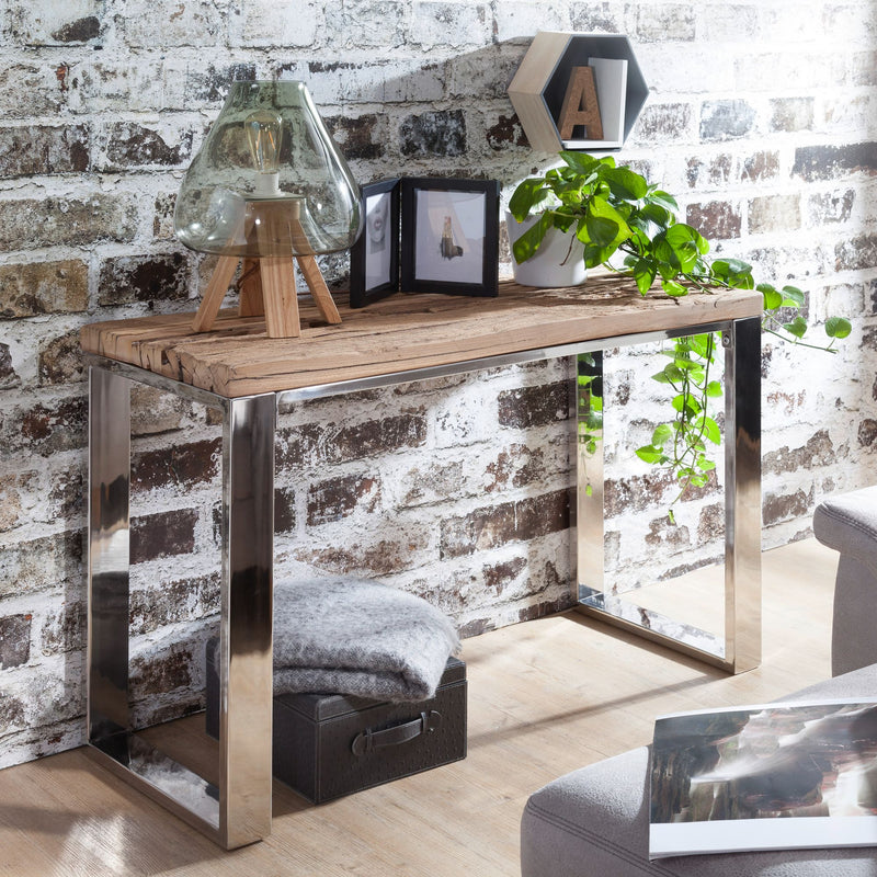 Konsolentisch 115x76x46cm Akazie Massivholz Natur Industrial Style