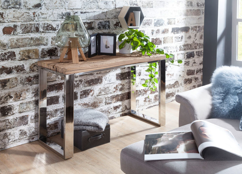 Konsolentisch 115x76x46cm Akazie Massivholz Natur Industrial Style