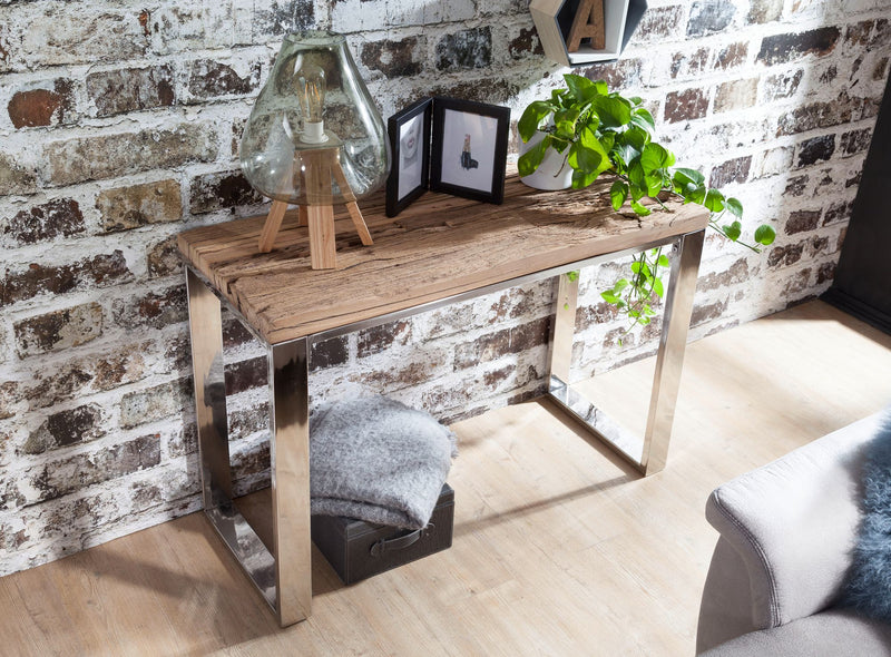Konsolentisch 115x76x46cm Akazie Massivholz Natur Industrial Style
