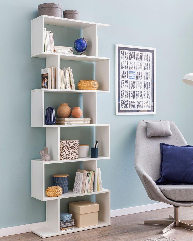 Bücherregal WL5.691 6 Fächer Weiß Spanplatte Modern Freistehend