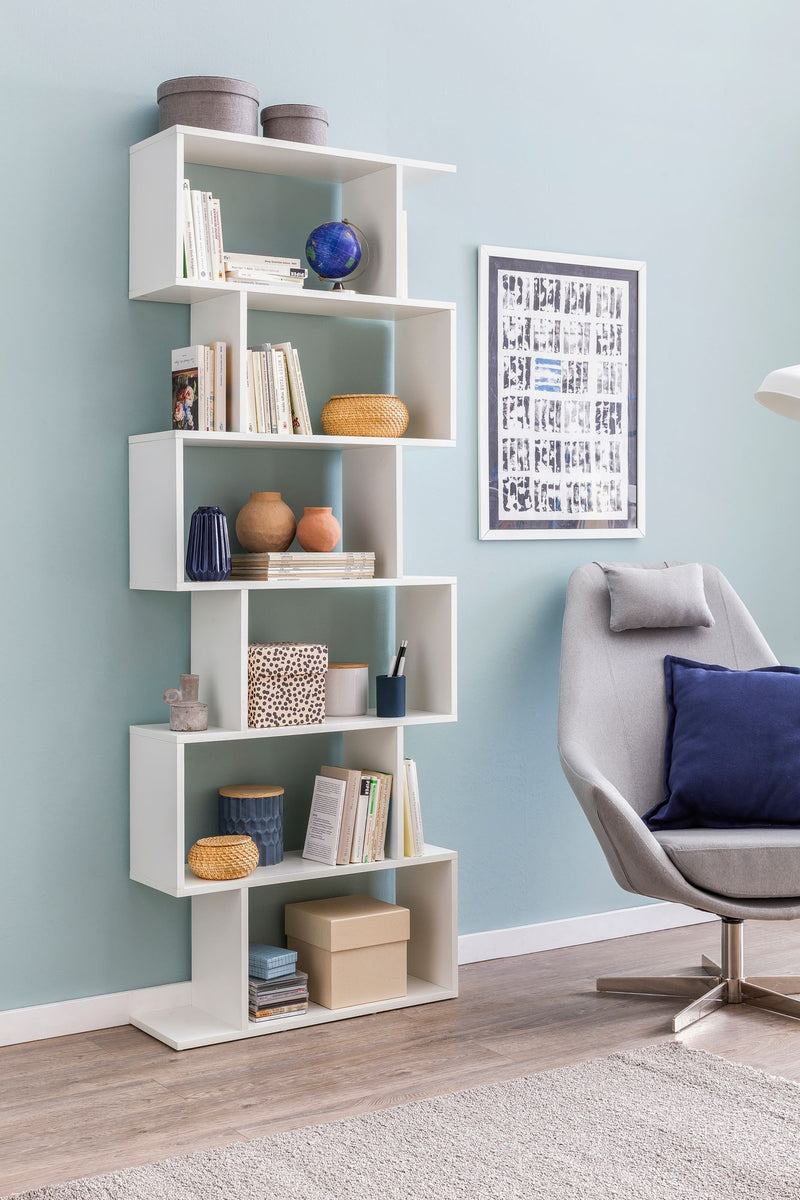 Bücherregal WL5.691 6 Fächer Weiß Spanplatte Modern Freistehend