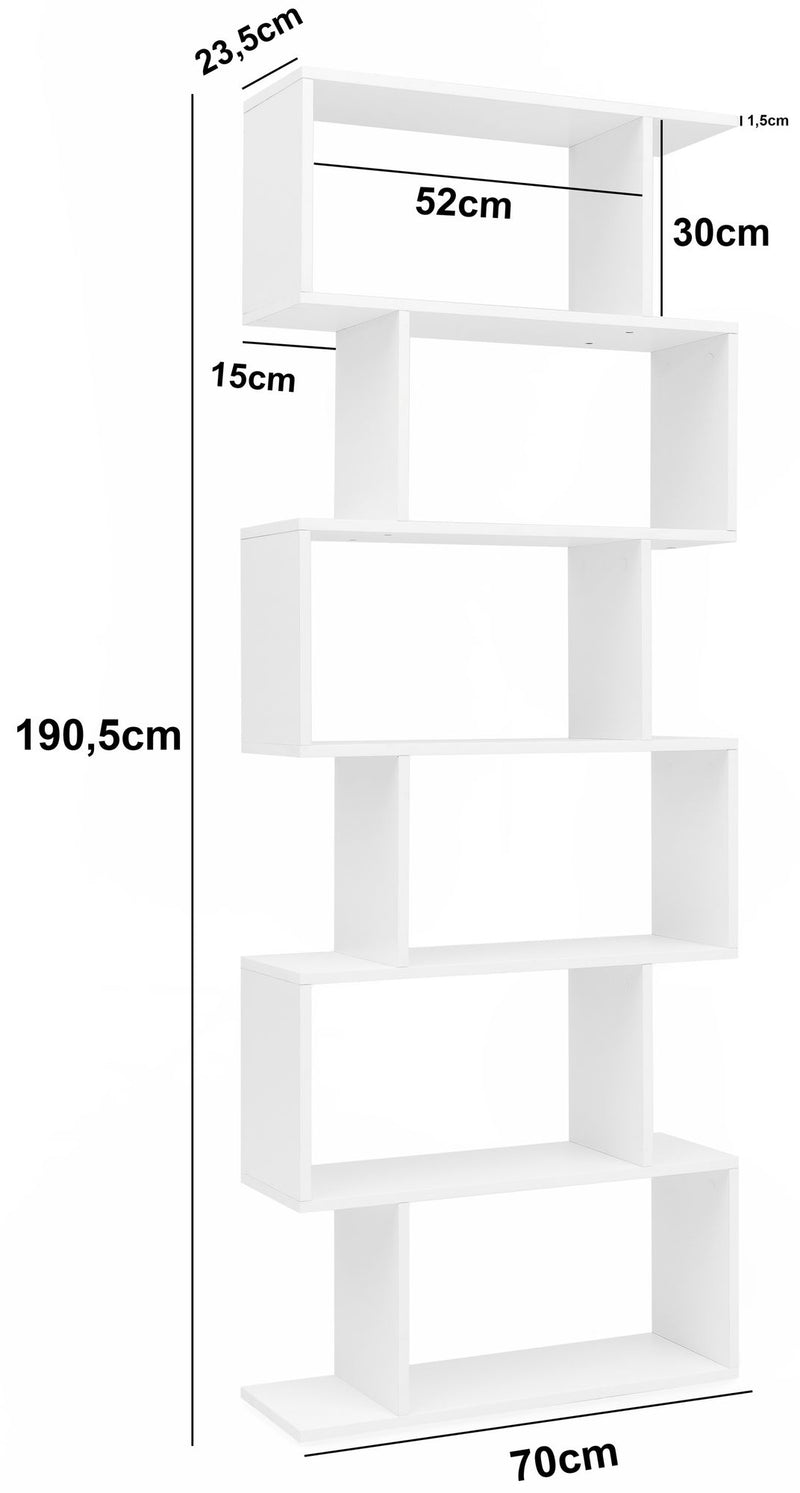 Bücherregal WL5.691 6 Fächer Weiß Spanplatte Modern Freistehend