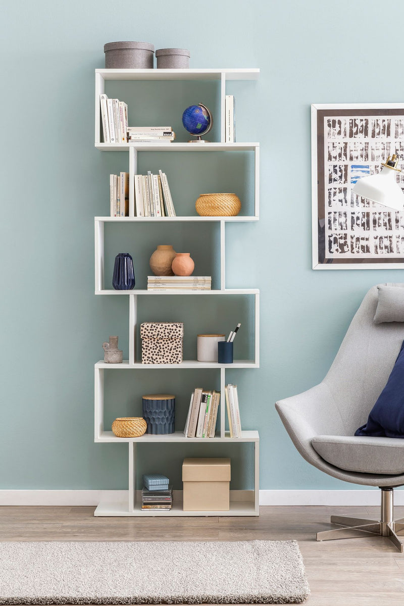Bücherregal WL5.691 6 Fächer Weiß Spanplatte Modern Freistehend