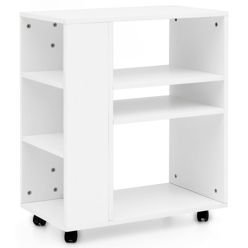 Regal WL5.694 Weiß 60x75x35cm Rollwagen Holz Modern Küchenregal