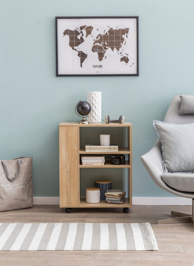 Regalwagen WL5.695 Sonoma 60x35x75cm Holz mit Rollen Modern