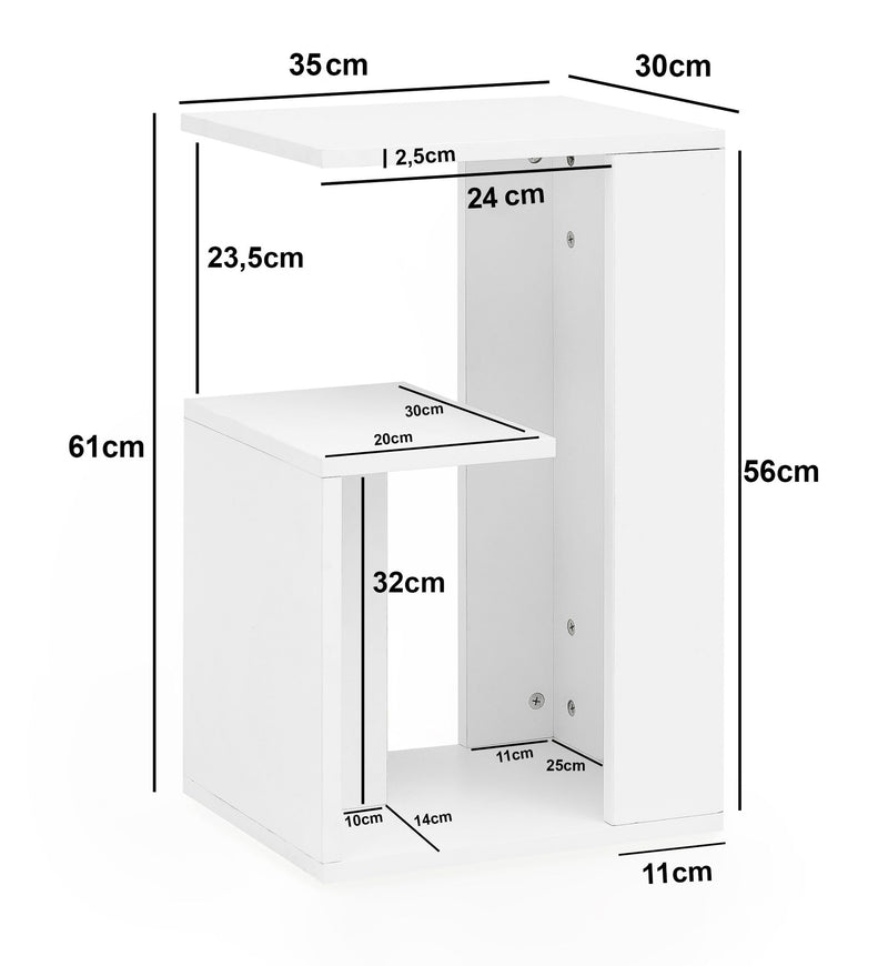 Beistelltisch WL5.696 35x29,5x60cm Holz Weiß modern eckig Wohnzimmer