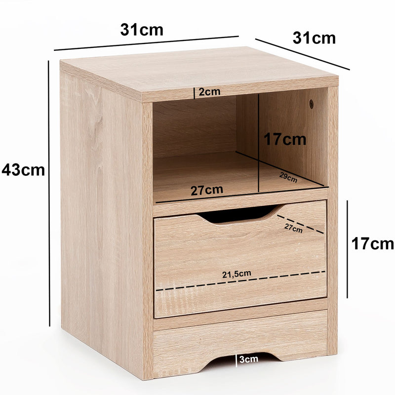 Nachtkonsole WL5.701 Sonoma 31x43x31cm 1 Schublade Ablagefach Weiß