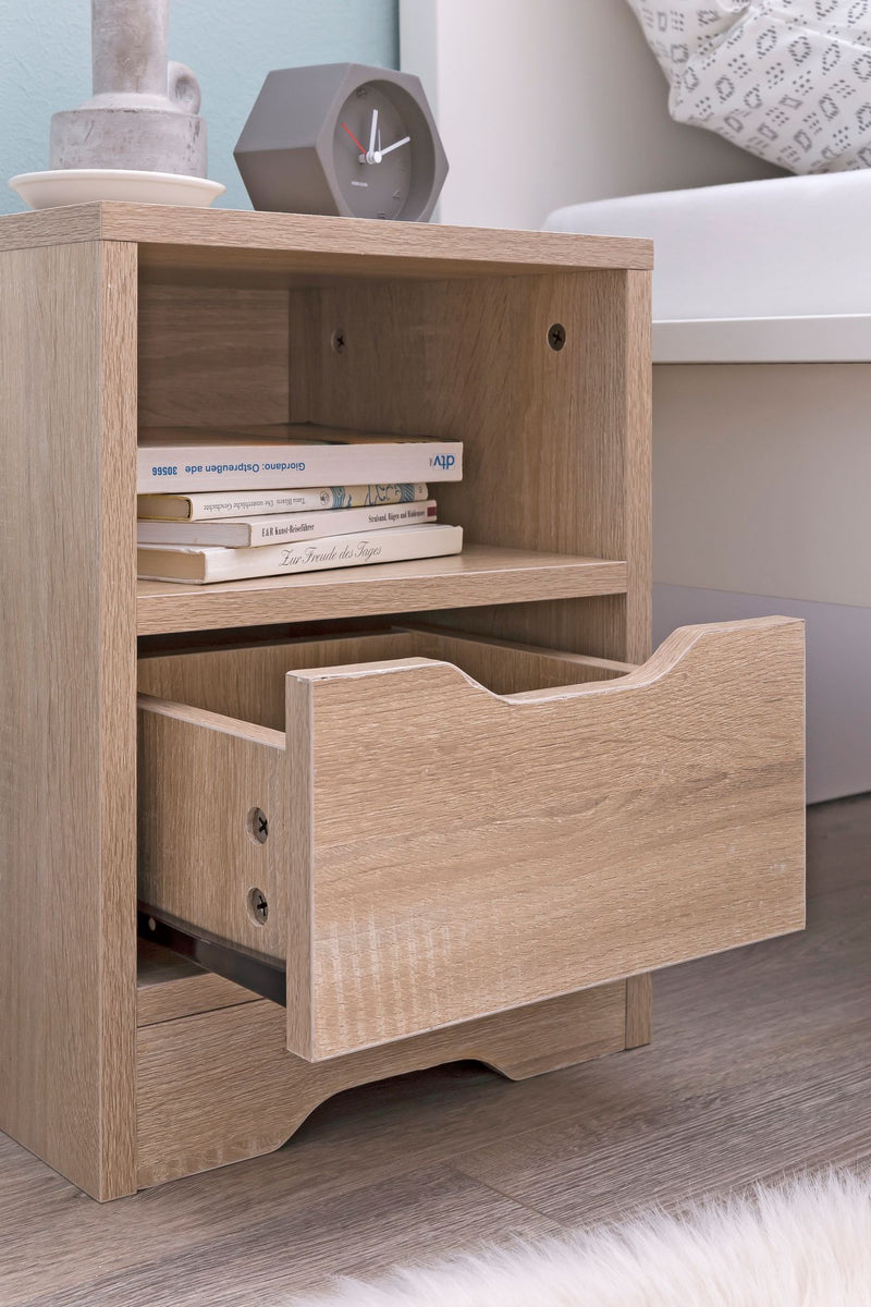 Nachtkonsole WL5.701 Sonoma 31x43x31cm 1 Schublade Ablagefach Weiß