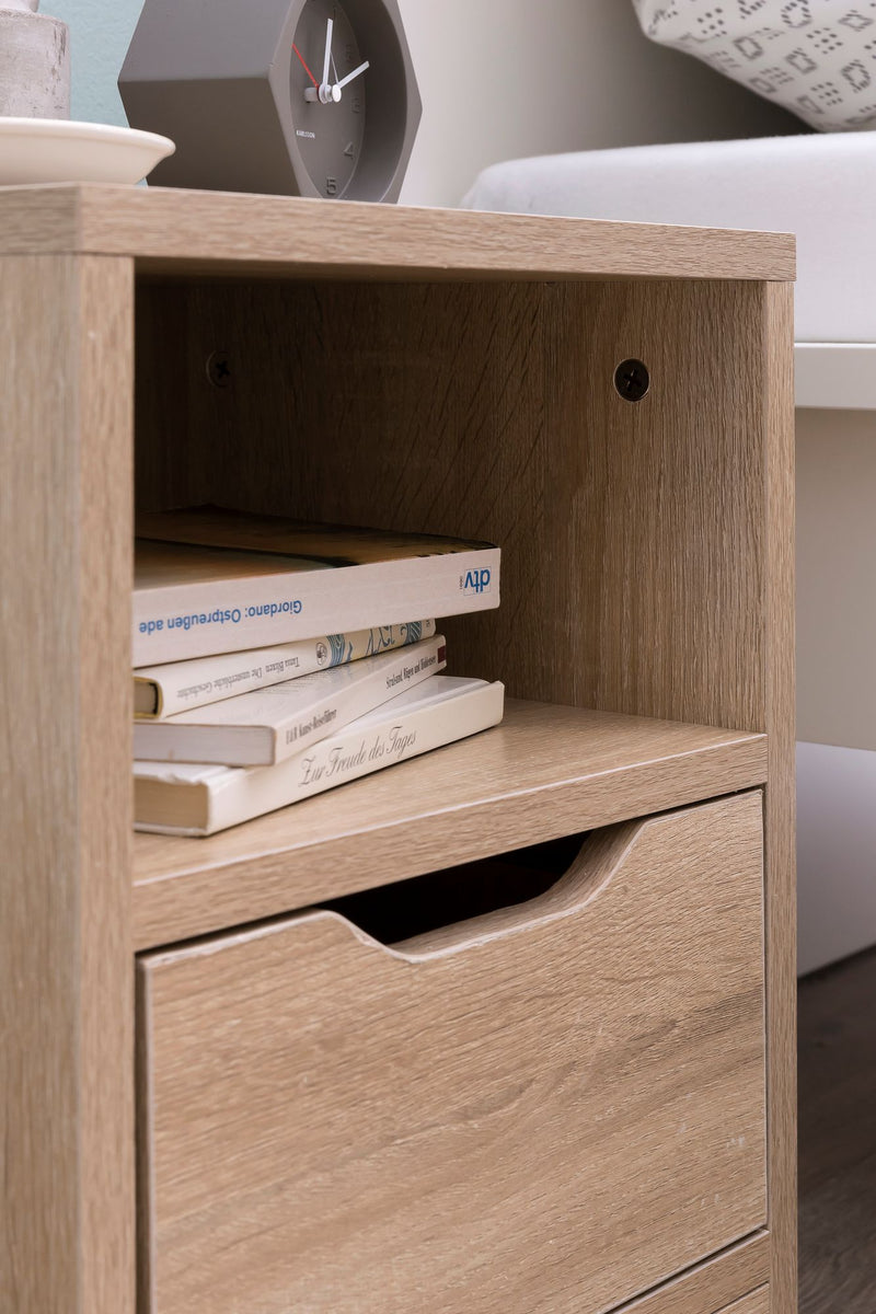 Nachtkonsole WL5.701 Sonoma 31x43x31cm 1 Schublade Ablagefach Weiß