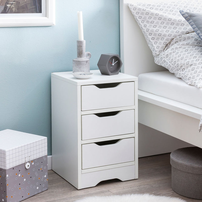 Nachtkonsole WL5.704 Weiß Matt 3 Schubladen Modern Schlafzimmer