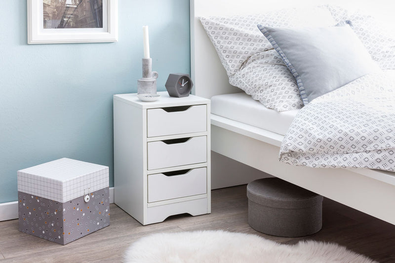 Nachtkonsole WL5.704 Weiß Matt 3 Schubladen Modern Schlafzimmer