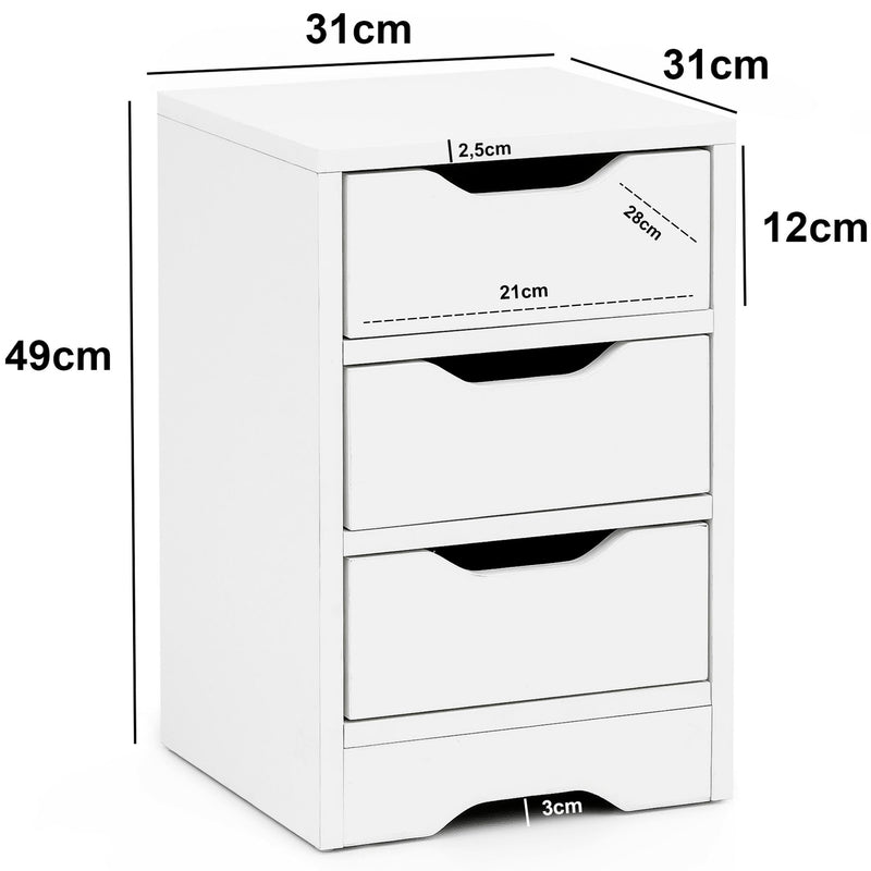 Nachtkonsole WL5.704 Weiß Matt 3 Schubladen Modern Schlafzimmer