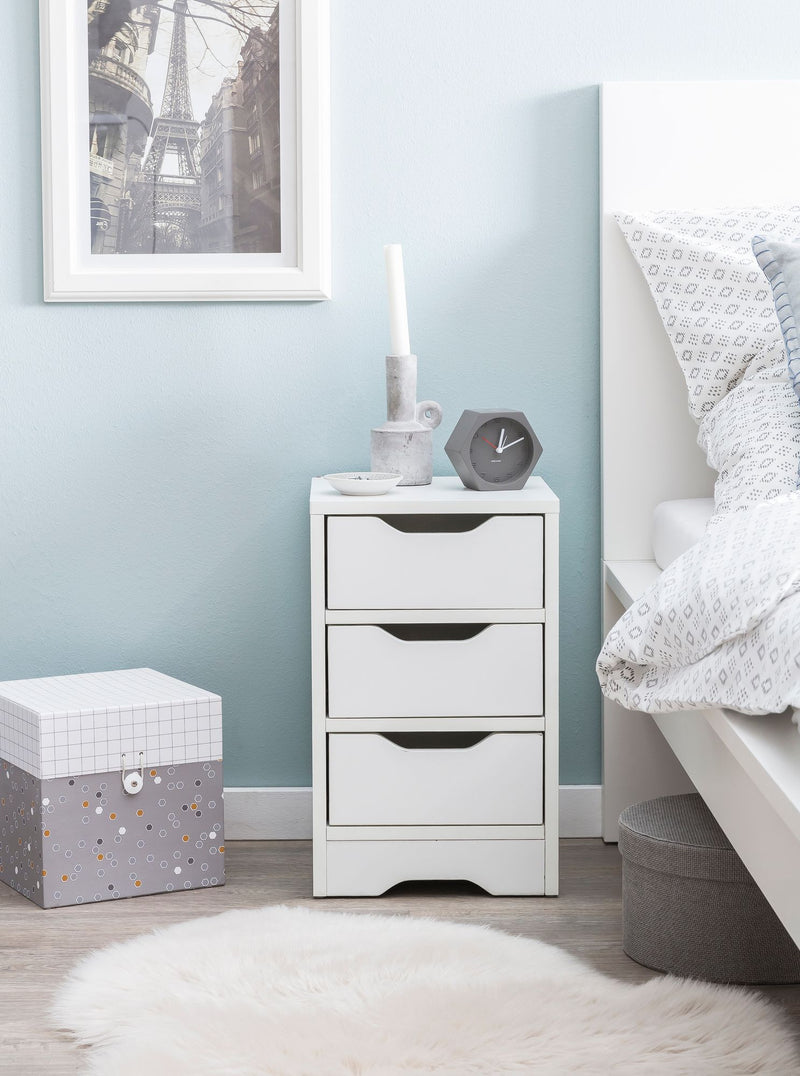 Nachtkonsole WL5.704 Weiß Matt 3 Schubladen Modern Schlafzimmer