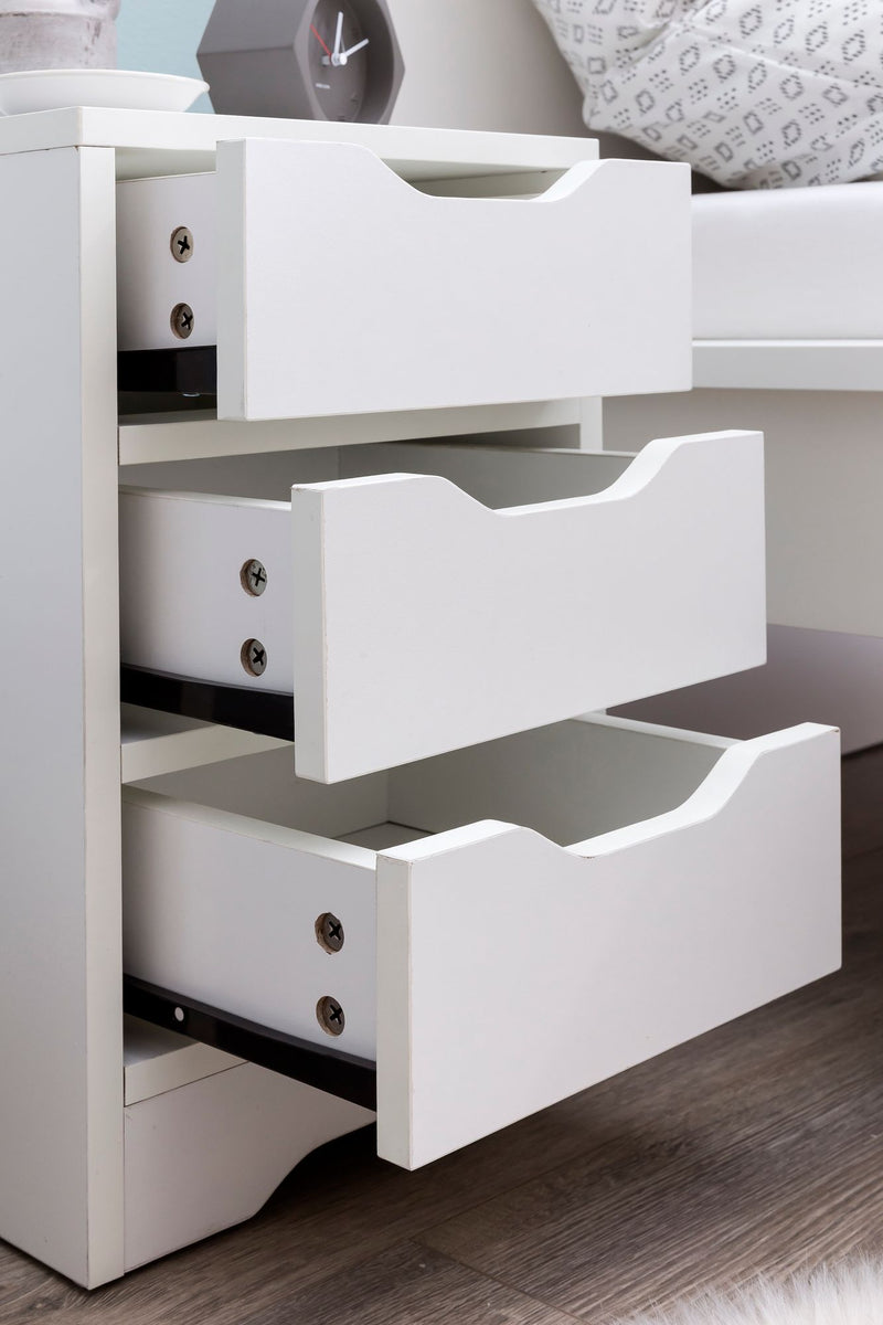 Nachtkonsole WL5.704 Weiß Matt 3 Schubladen Modern Schlafzimmer