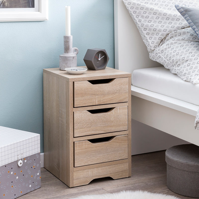 Nachtkonsole WL5.705 Sonoma 3 Schubladen Modern Schlafzimmer 31x49x31cm