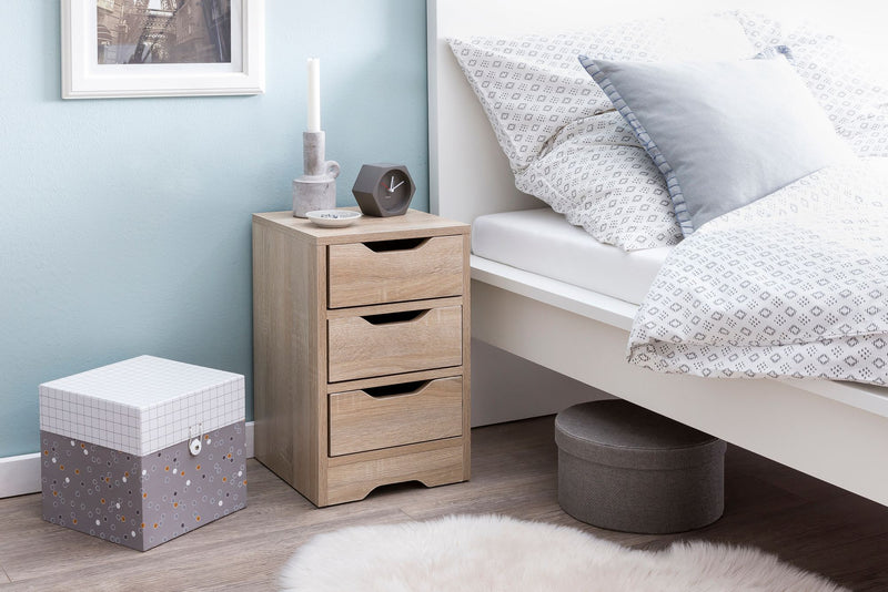 Nachtkonsole WL5.705 Sonoma 3 Schubladen Modern Schlafzimmer 31x49x31cm