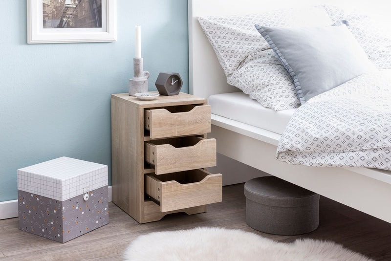Nachtkonsole WL5.705 Sonoma 3 Schubladen Modern Schlafzimmer 31x49x31cm