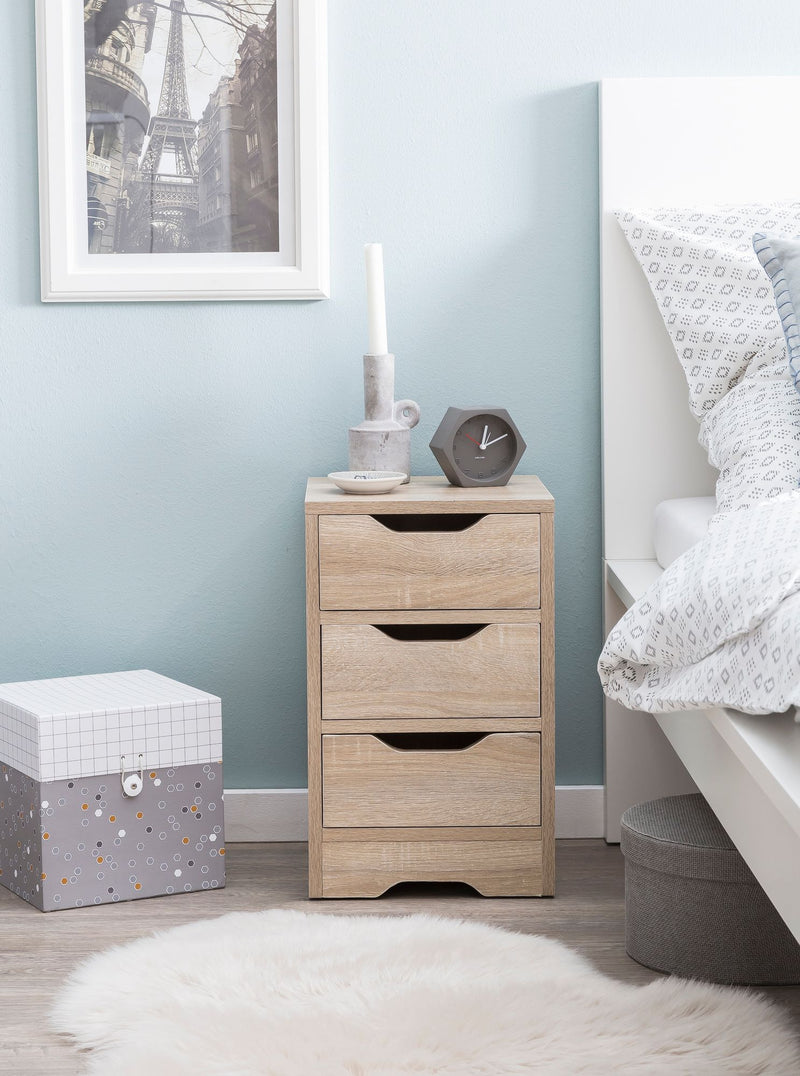 Nachtkonsole WL5.705 Sonoma 3 Schubladen Modern Schlafzimmer 31x49x31cm