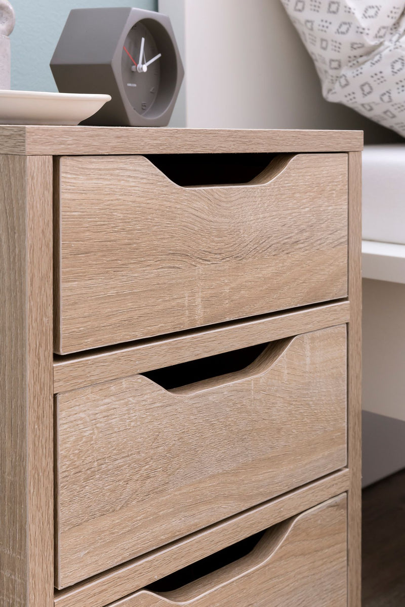 Nachtkonsole WL5.705 Sonoma 3 Schubladen Modern Schlafzimmer 31x49x31cm