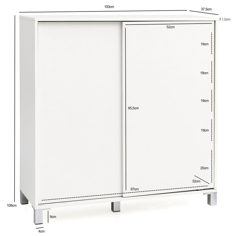 Schuhschrank WL5.712 Holz Weiß 100x108x37,5cm 20 Paar Modern Flur