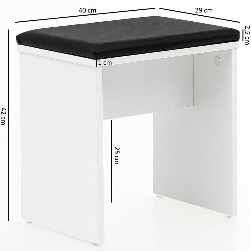 Schminktisch WL5.730 60x81x40cm Holz Weiß mit Hocker & Spiegel Modern