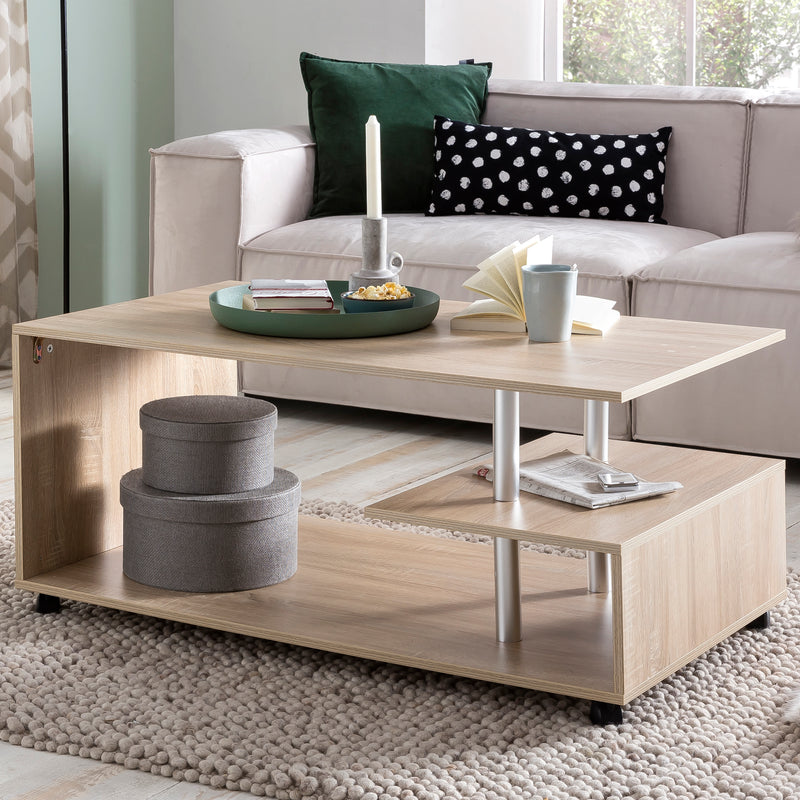 Couchtisch WL5.735 Sonoma drehbar mit Rollen Stauraum 105x48,5x60cm