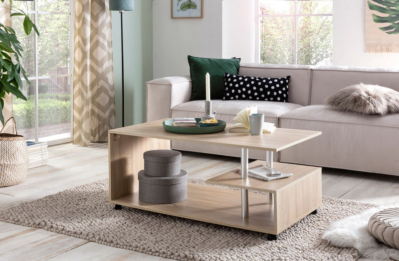 Couchtisch WL5.735 Sonoma drehbar mit Rollen Stauraum 105x48,5x60cm
