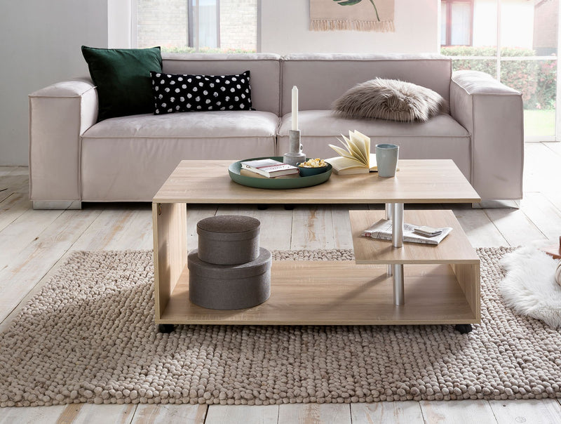 Couchtisch WL5.735 Sonoma drehbar mit Rollen Stauraum 105x48,5x60cm