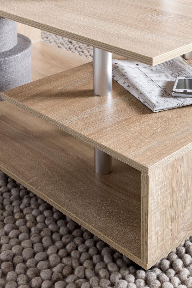 Couchtisch WL5.735 Sonoma drehbar mit Rollen Stauraum 105x48,5x60cm
