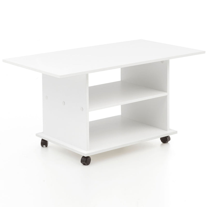 Couchtisch WL5.738 Weiß Drehbar Rollen Stauraum 95x51x54,5cm Holz