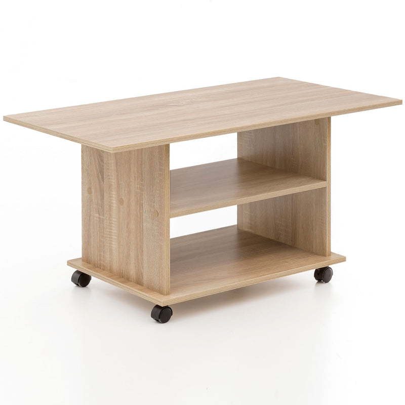 Couchtisch WL5.739 Sonoma drehbar mit Rollen Holz Stauraum 95x51x54,5cm
