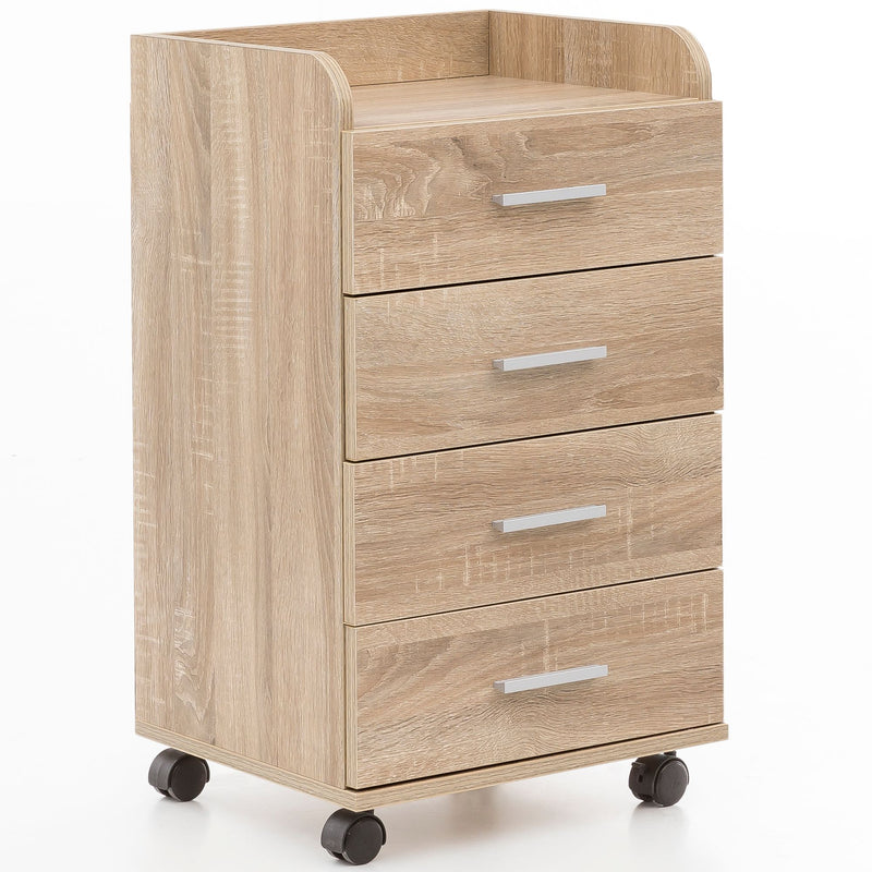 Rollcontainer WL5.749 40x70,5x33cm Sonoma 4 Schubladen Bürocontainer