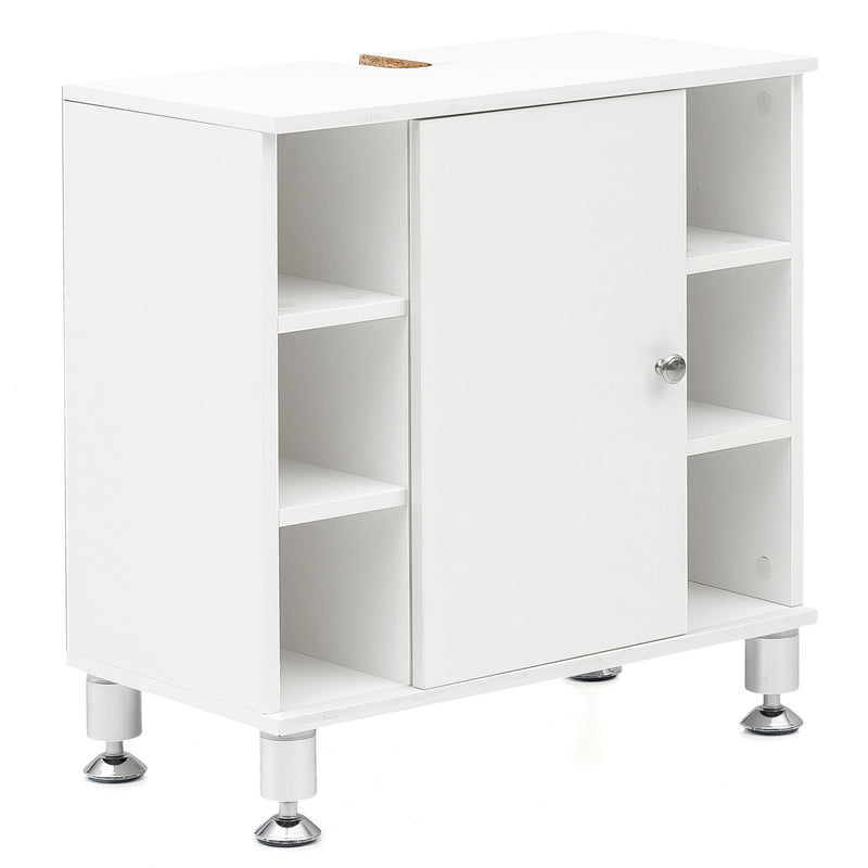 Waschbeckenunterschrank Weiß 60x64x32cm Holz mit Tür & Fächern