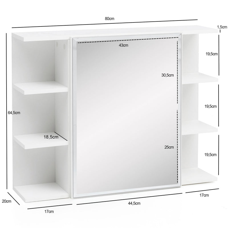 Hängeschrank WL5.754 Weiß 80x64,5x20cm Spanplatte Spiegelschrank