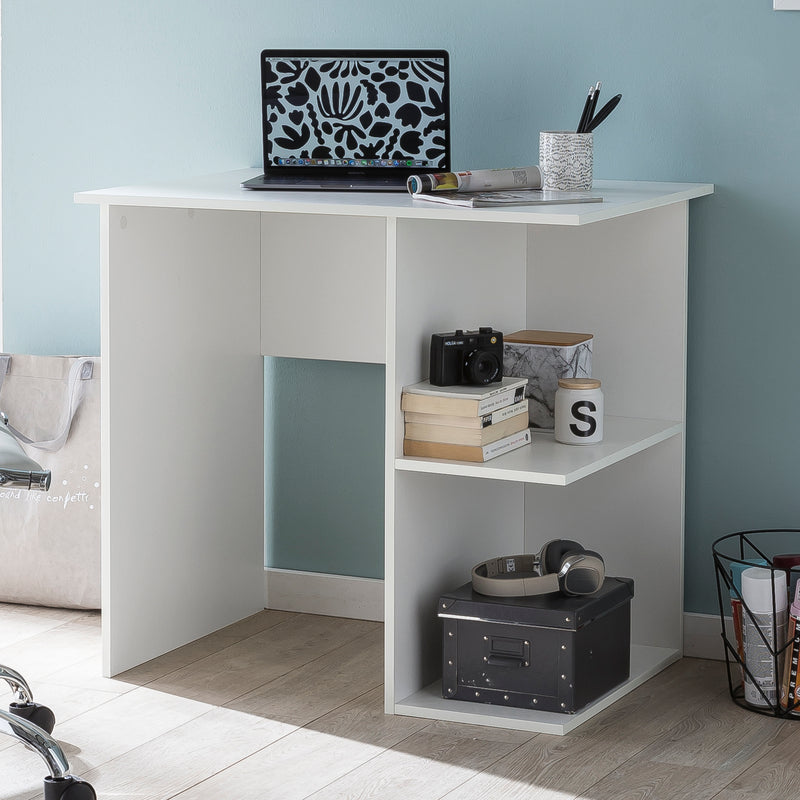 Schreibtisch WL5.757 Weiß 82x60x76cm mit Ablage Modern Büro