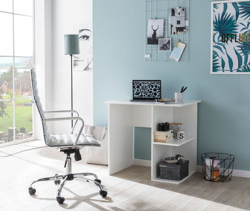 Schreibtisch WL5.757 Weiß 82x60x76cm mit Ablage Modern Büro