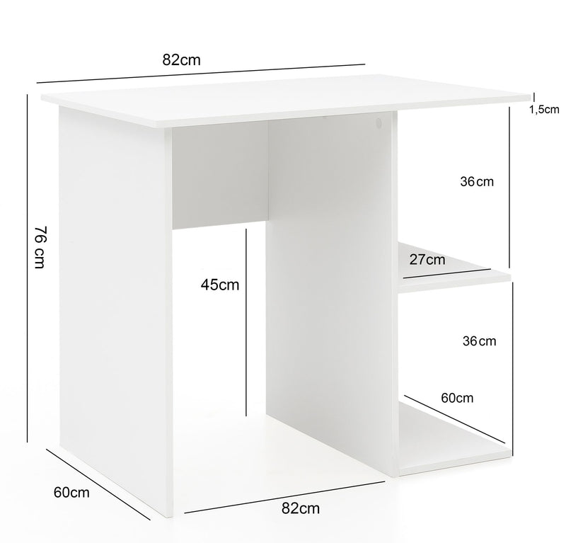 Schreibtisch WL5.757 Weiß 82x60x76cm mit Ablage Modern Büro
