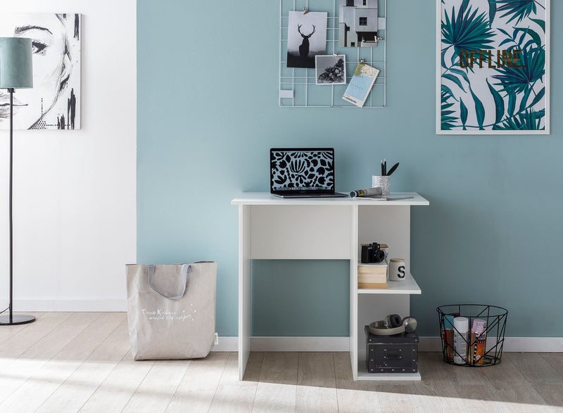 Schreibtisch WL5.757 Weiß 82x60x76cm mit Ablage Modern Büro